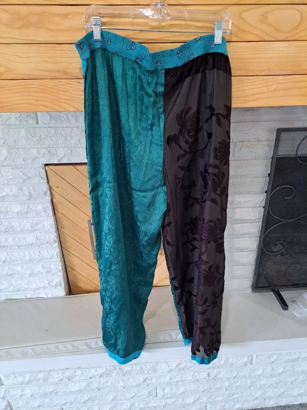 Tienda Ho Velvet Burnout Floral Sheer Wide Leg Harem Pants Festival Hippie 42" - Picture 6 of 14